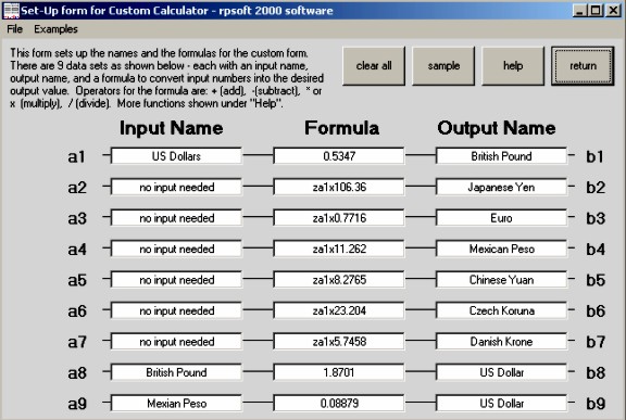 shows programming screen for the currency exchange example