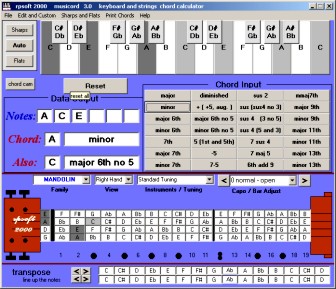mandolin chord usage of the musicord software program