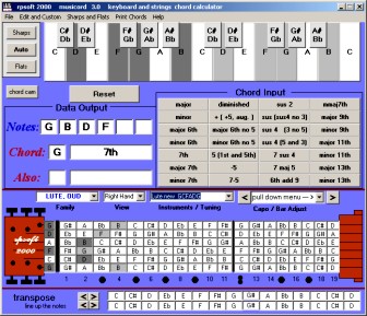 lute chord usage of the musicord software program